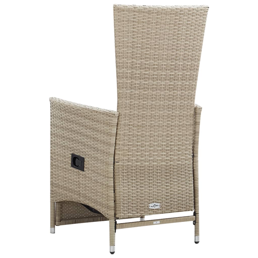 Sedie da Giardino Reclinabili 2 pz con Cuscini Polyrattan Beige 46046