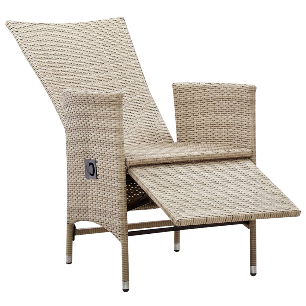 Sedie da Giardino Reclinabili 2 pz con Cuscini Polyrattan Beige 46046