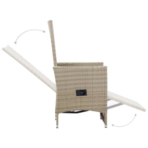 Sedie da Giardino Reclinabili 2 pz con Cuscini Polyrattan Beige 46046