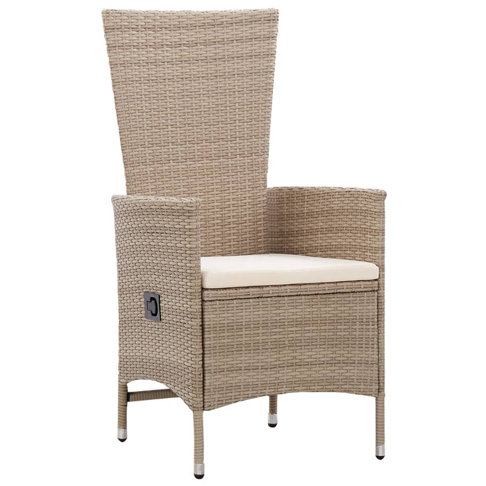 Set da Pranzo da Giardino 9 pz con Cuscini in Polyrattan Beige 46048