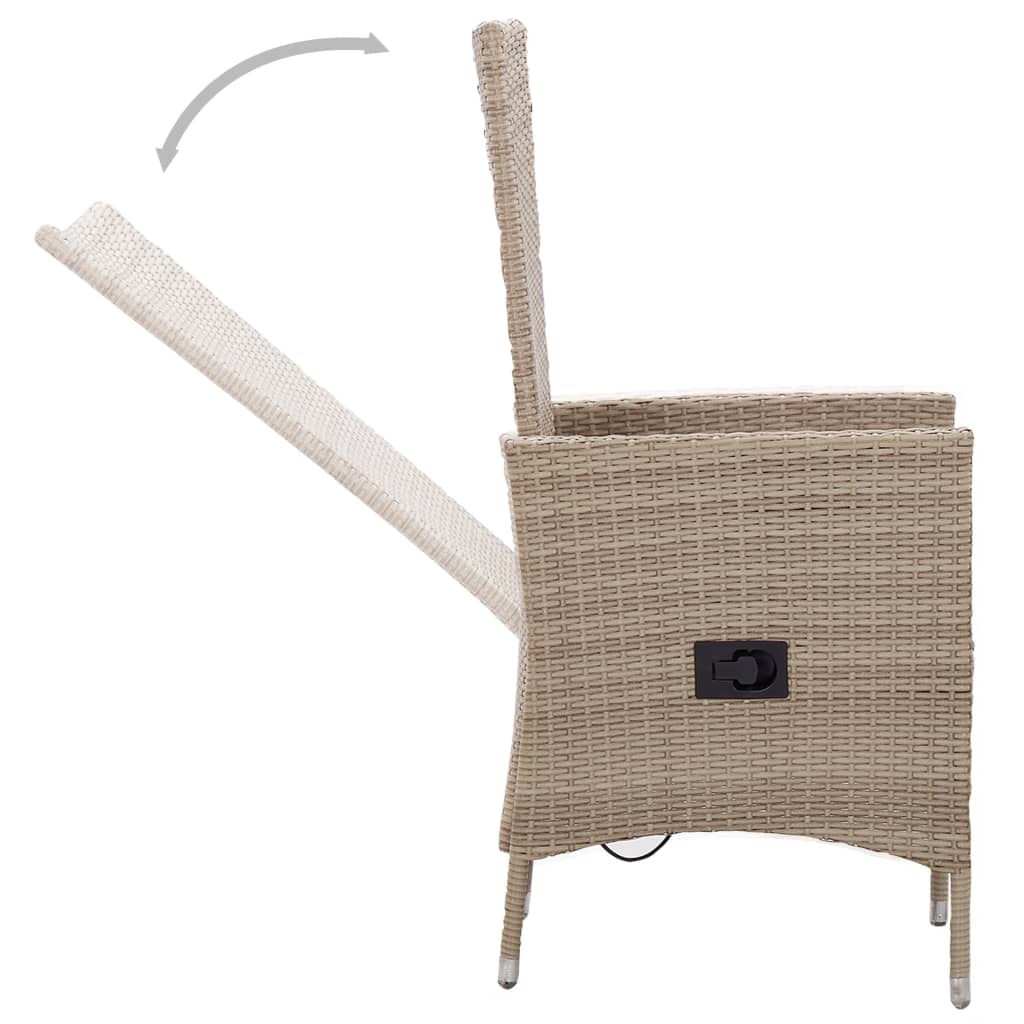 Set da Pranzo da Giardino 9 pz con Cuscini in Polyrattan Beige 46048