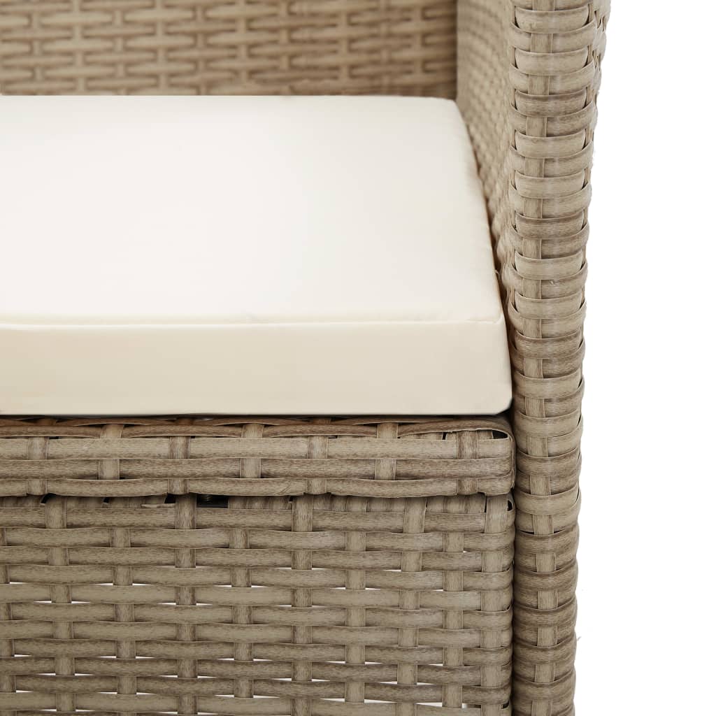 Set da Pranzo da Giardino 9 pz con Cuscini in Polyrattan Beige 46048