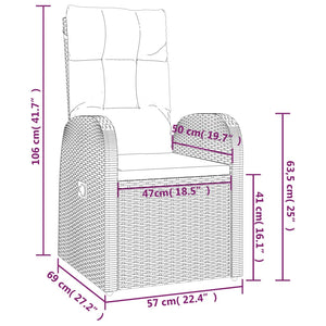 Sedie da Giardino Reclinabili 2 pz con Cuscini Polyrattan Nero 46065