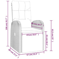 Sedia da Giardino Reclinabile con Cuscino in Polyrattan Nero 46066