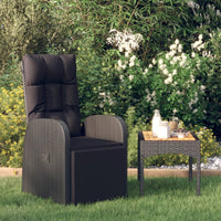 Sedia da Giardino Reclinabile con Cuscino in Polyrattan Nero 46066