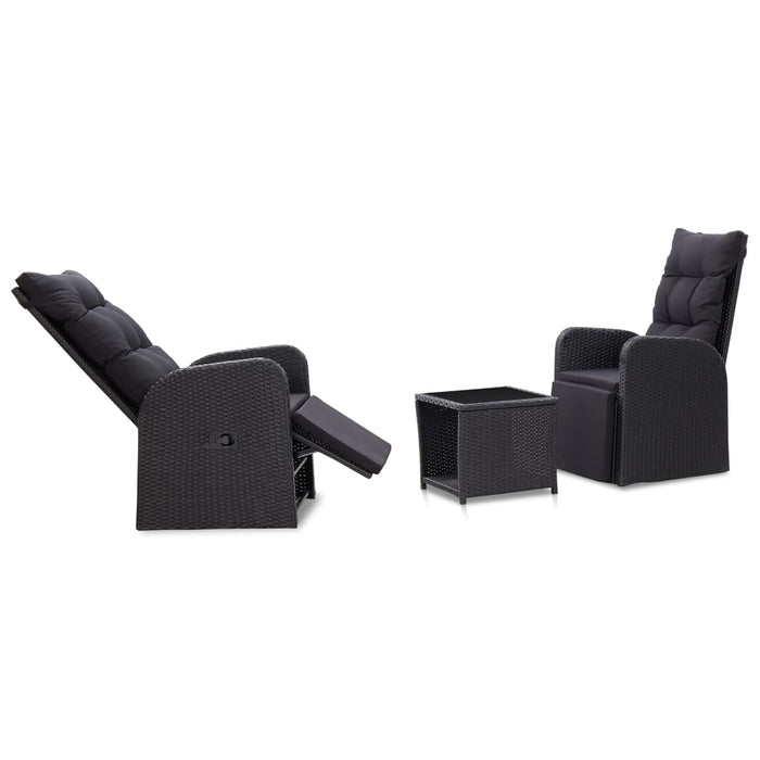 Set da Bistrot 3 pz con Cuscini in Polyrattan Nero cod mxl 42524