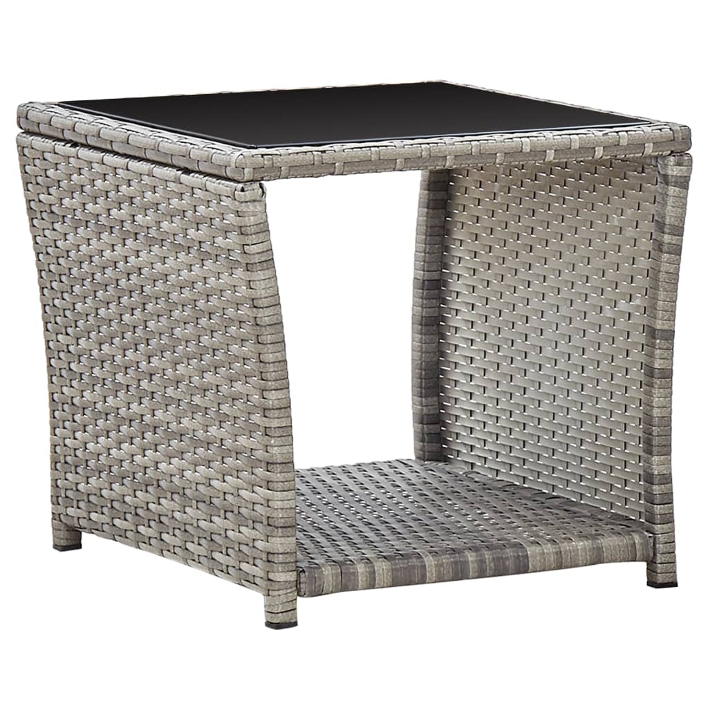 Tavolino da Caffè Grigio 45x45x40 cm in Polyrattan e Vetro cod mxl 52240