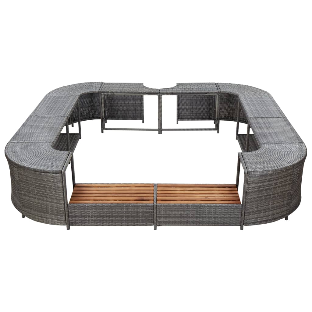 Bordo Spa Quadrato Grigio 268 x 268 x 55 cm in Polyrattan cod mxl 46068