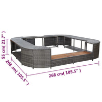 Bordo Spa Quadrato Grigio 268 x 268 x 55 cm in Polyrattan cod mxl 46068