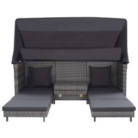 Divano Letto a 3 Posti Estendibile con Tetto Polyrattan Grigio 46077