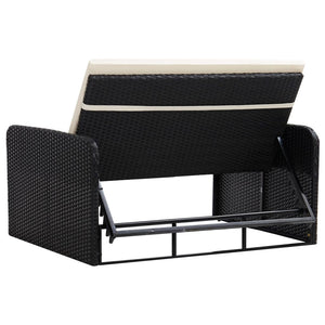 Set Divani da Giardino 2 pz con Cuscini in Polyrattan Nero cod mxl 35654