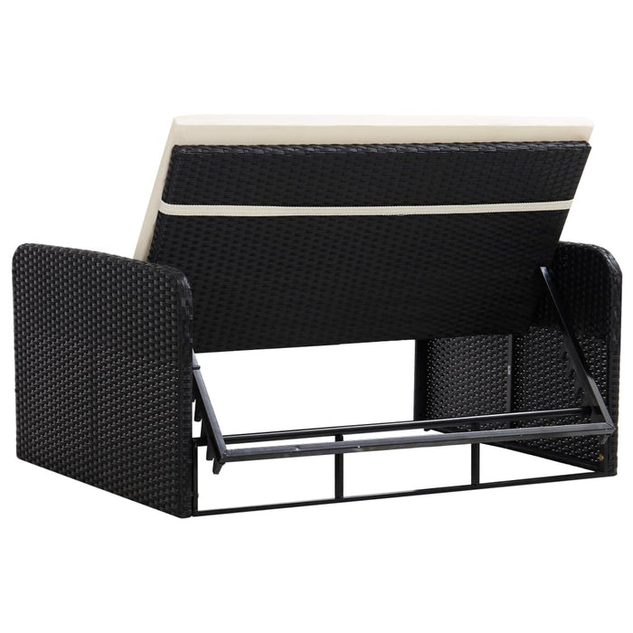 Set Divani da Giardino 2 pz con Cuscini in Polyrattan Nero 46078