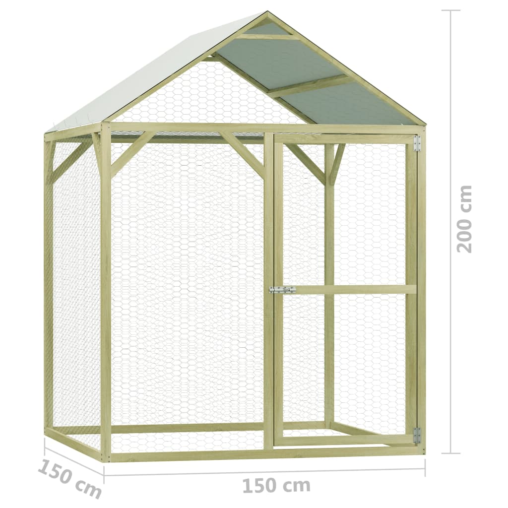 Pollaio 1,5x1,5x2 m in Legno di Pino Impregnato