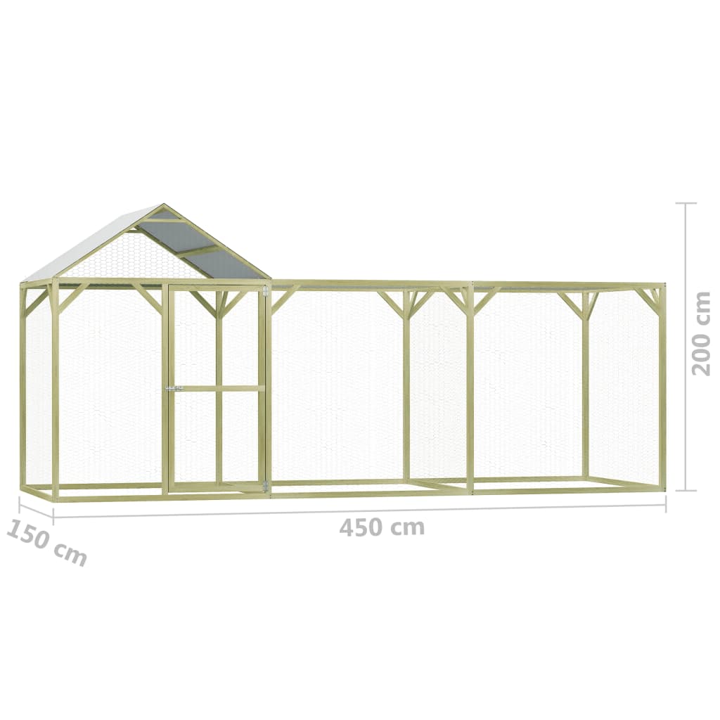 Pollaio 4,5x1,5x2 m in Legno di Pino Impregnato cod mxl 53744