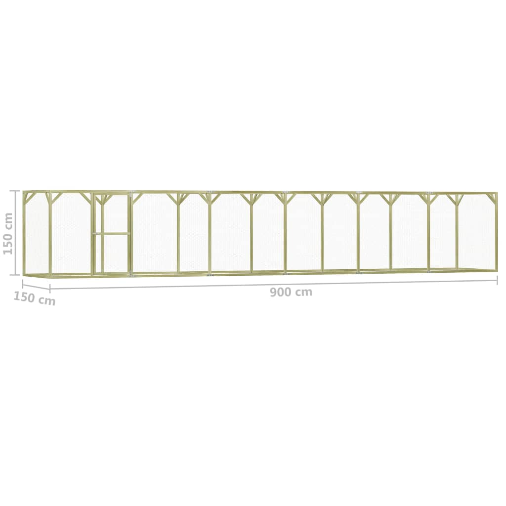 Pollaio 1,5x9x1,5 m in Legno di Pino Impregnato 278406