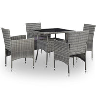 Set Mobili da Pranzo per Giardino 5pz Grigio Polyrattan e Vetro 46174