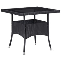 Tavolo da Pranzo per Giardino in Polyrattan Nero e Vetro cod mxl 34505