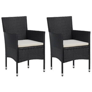 Set Sedie da Pranzo per Giardino 2 Pz in Polyrattan Nero cod mxl 19424