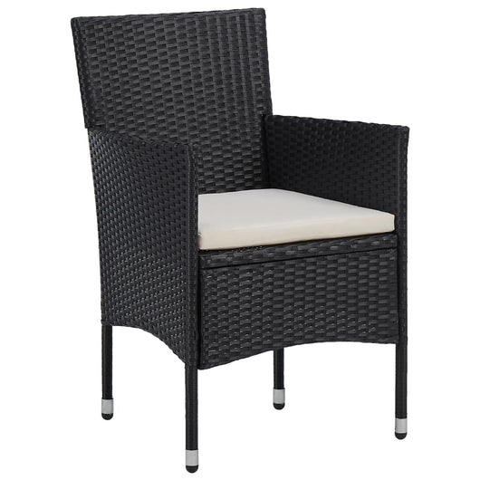 Set Sedie da Pranzo per Giardino 2 Pz in Polyrattan Nero cod mxl 19424