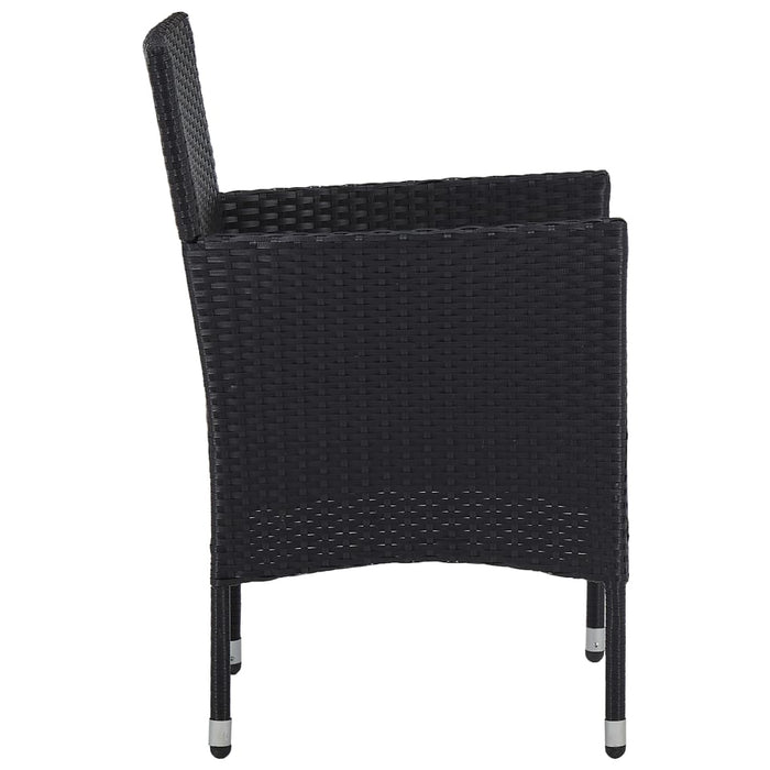 Set Sedie da Pranzo per Giardino 2 Pz in Polyrattan Nero cod mxl 19424