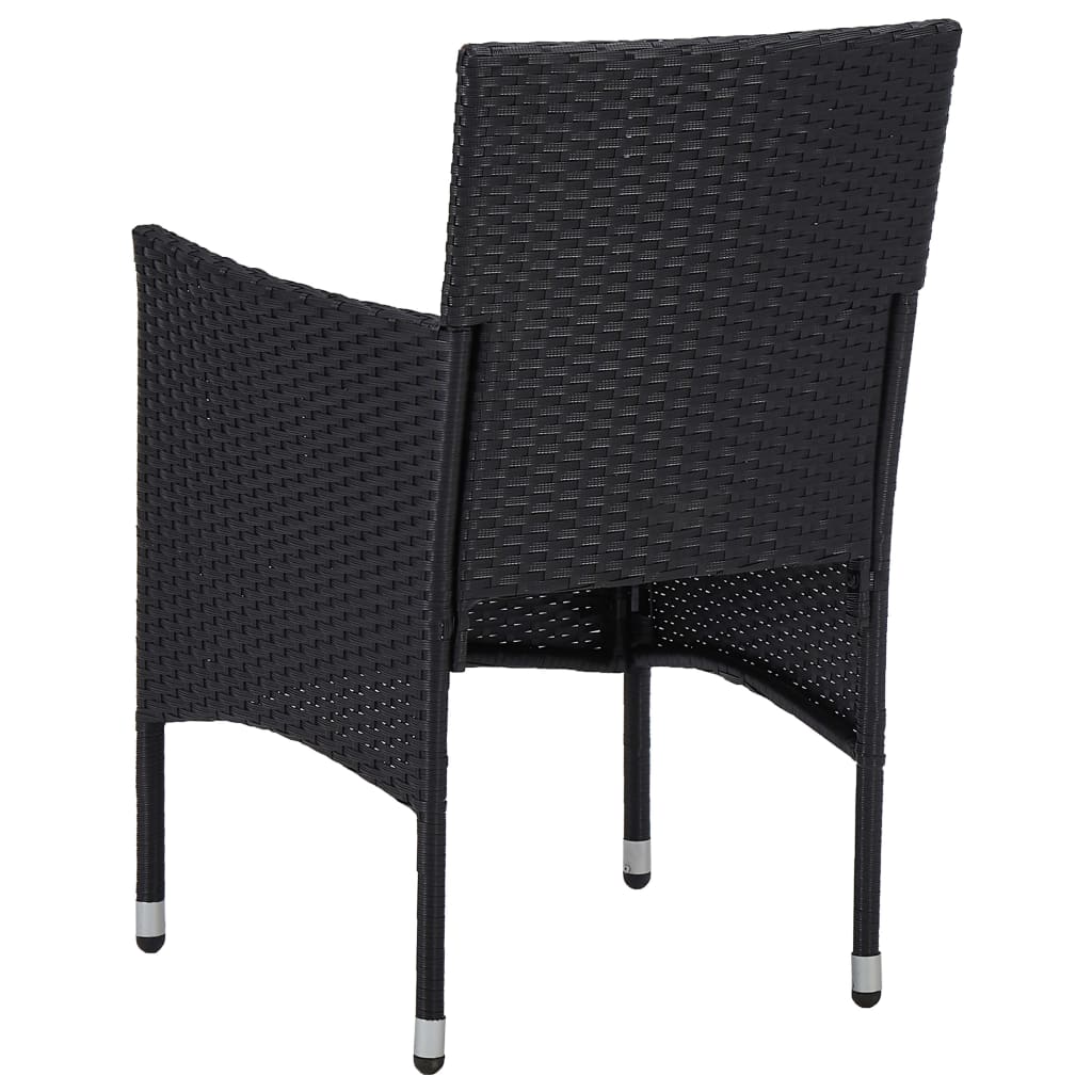 Set Sedie da Pranzo per Giardino 2 Pz in Polyrattan Nero cod mxl 19424