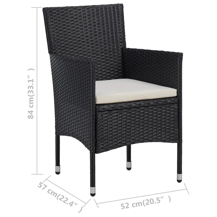 Set Sedie da Pranzo per Giardino 2 Pz in Polyrattan Nero cod mxl 19424