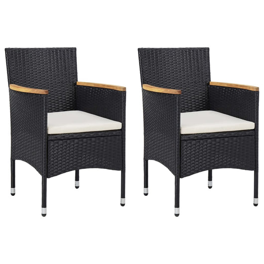 Sedie da Pranzo per Giardino 2 pz in Polyrattan Nero 46181