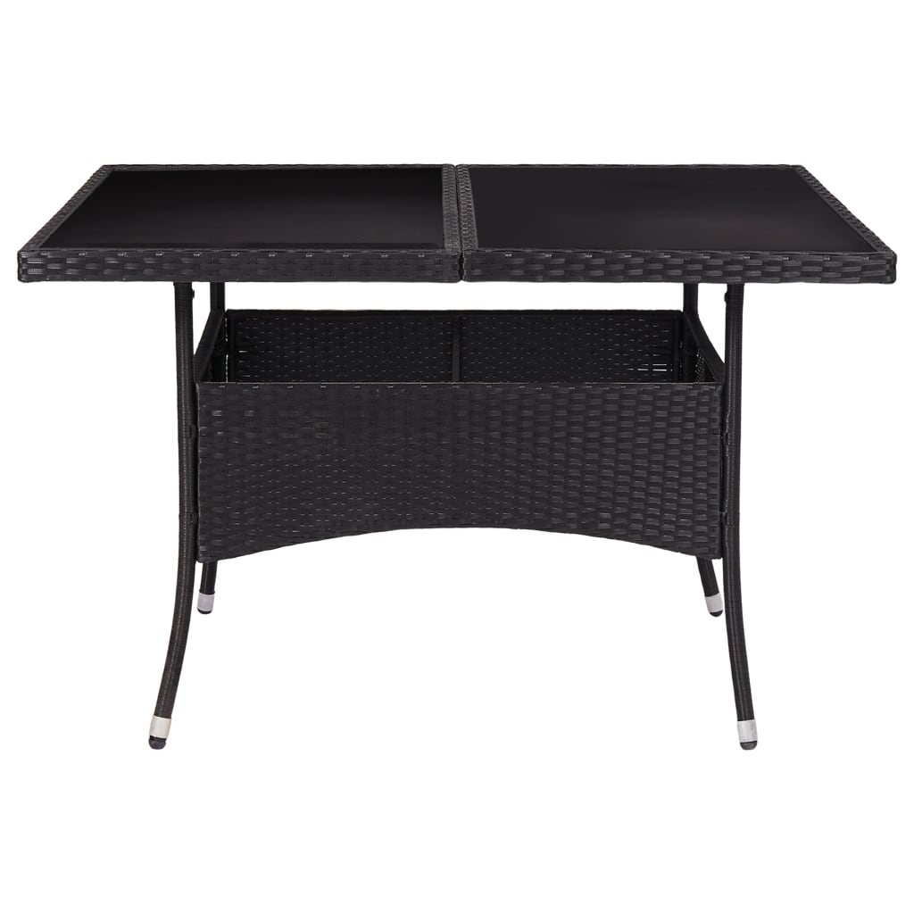 Tavolo da Pranzo per Giardino Nero in Polyrattan e Vetro cod mxl 34186