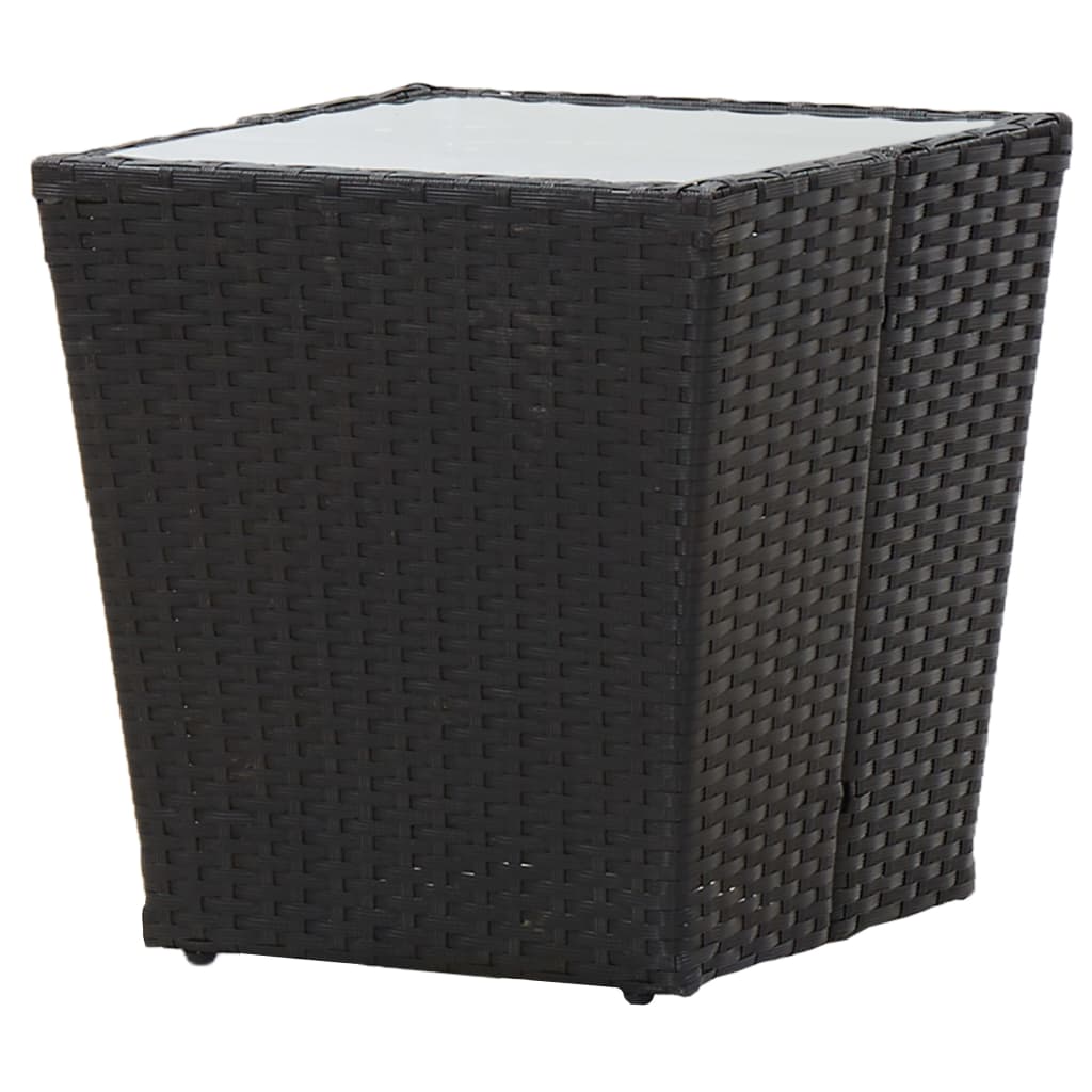 Tavolino Nero 41,5x41,5x43 cm in Polyrattan e Vetro Temperato cod mxl 50441