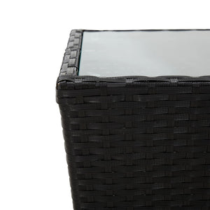 Tavolino Nero 41,5x41,5x43 cm in Polyrattan e Vetro Temperato cod mxl 50441