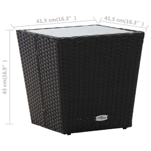 Tavolino Nero 41,5x41,5x43 cm in Polyrattan e Vetro Temperato cod mxl 50441