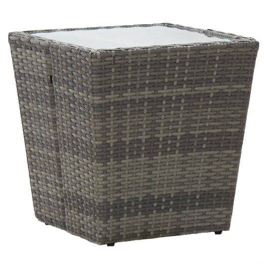 Tavolino Grigio 41,5x41,5x43 cm in Polyrattan e Vetro Temperato cod mxl 34164