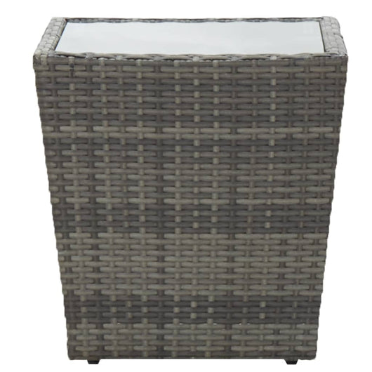 Tavolino Grigio 41,5x41,5x43 cm in Polyrattan e Vetro Temperato cod mxl 34164