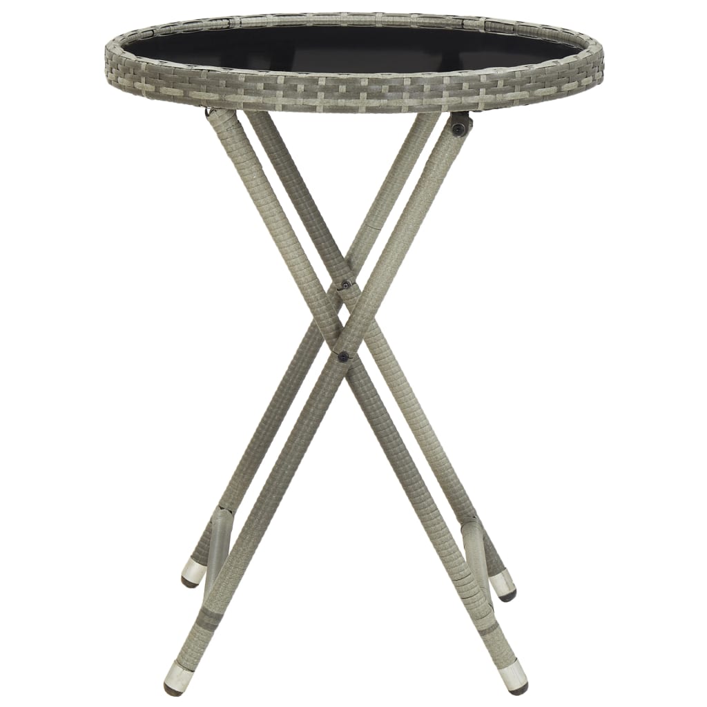 Tavolino da Caffè Grigio 60 cm in Polyrattan e Vetro Temperato 46204