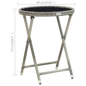 Tavolino da Caffè Grigio 60 cm in Polyrattan e Vetro Temperato 46204