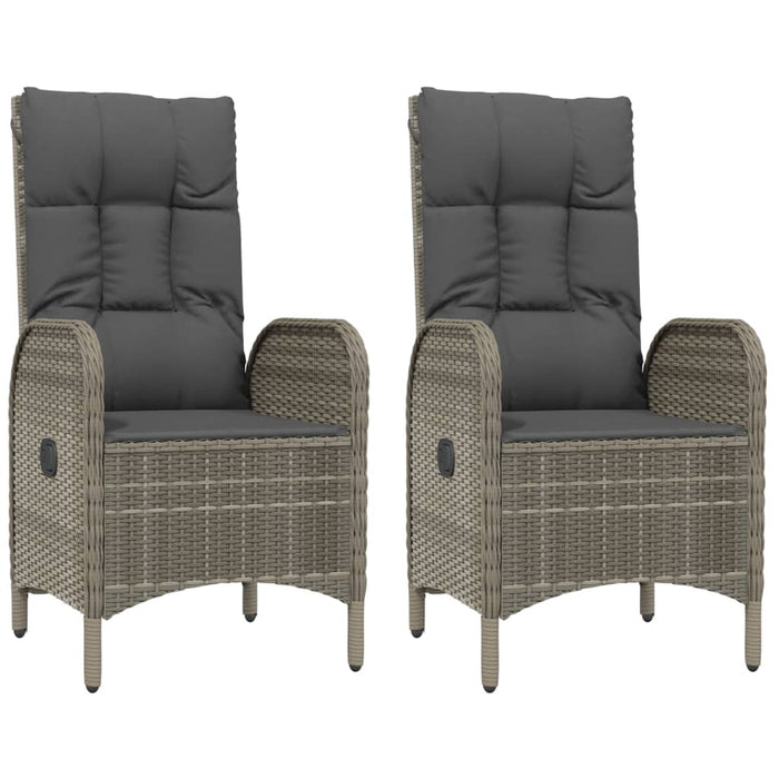 Sedie da Giardino 2 pz in Polyrattan Grigio 46219