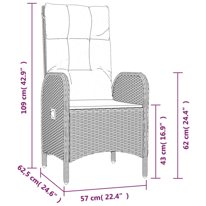 Sedie da Giardino 2 pz in Polyrattan Grigio 46219