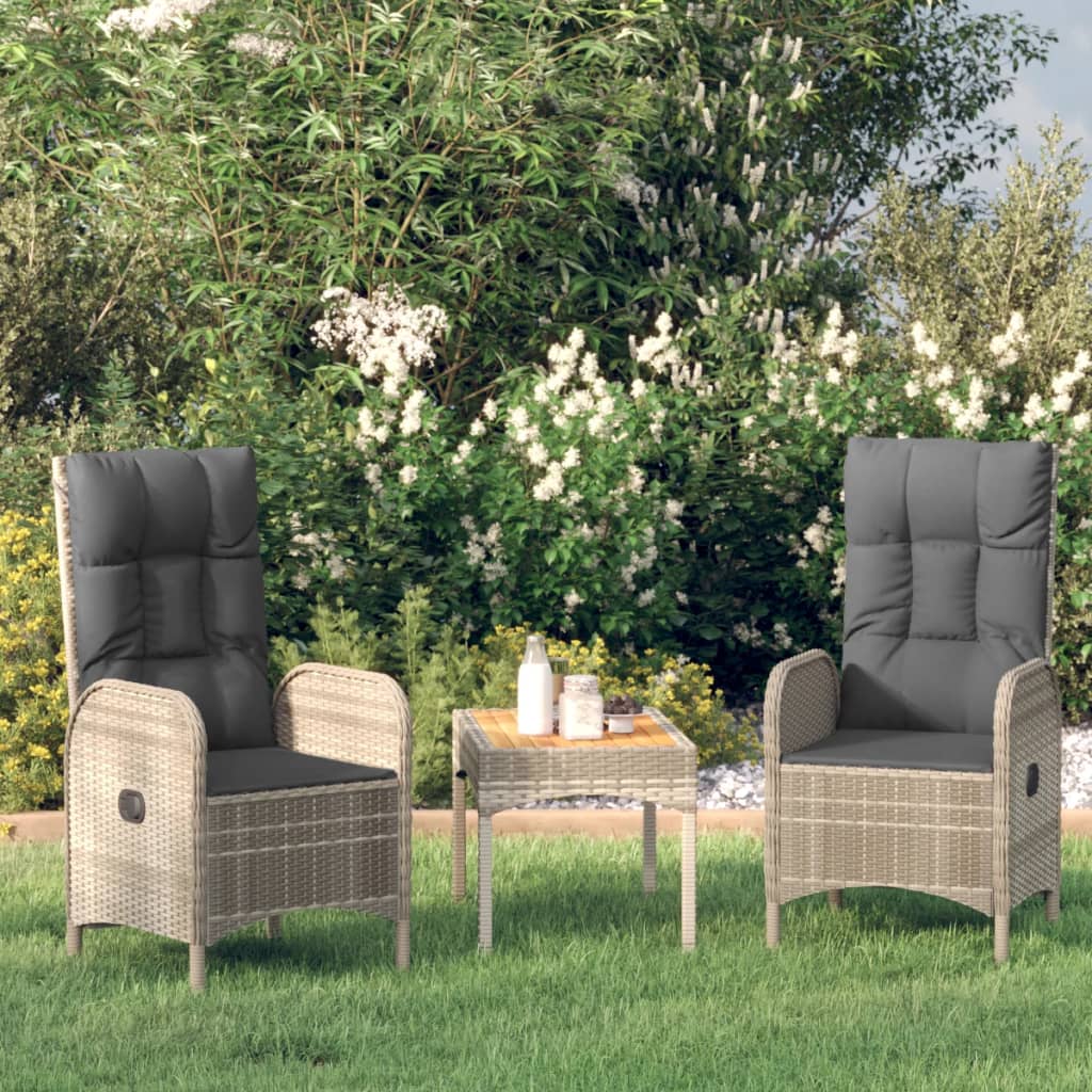 Sedie da Giardino 2 pz in Polyrattan Grigio 46219