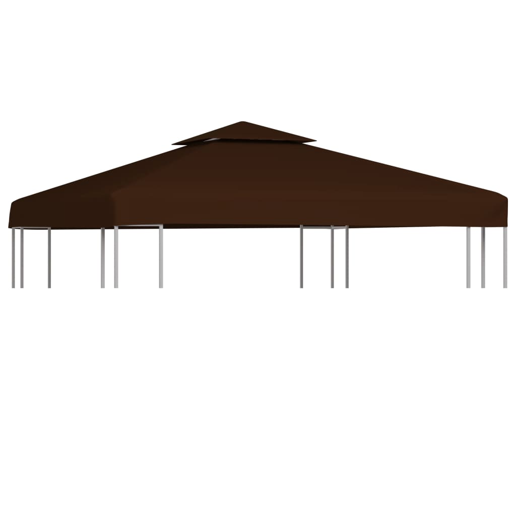 Copertura Superiore per Gazebo a 2 Strati 310g/m² 3x3m Marrone 46615