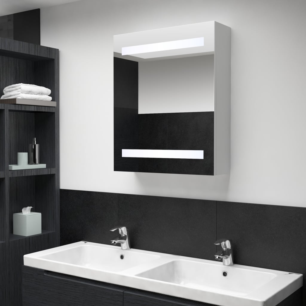 Armadietto Bagno con Specchio e LED 50x13,5x60 cm 285115