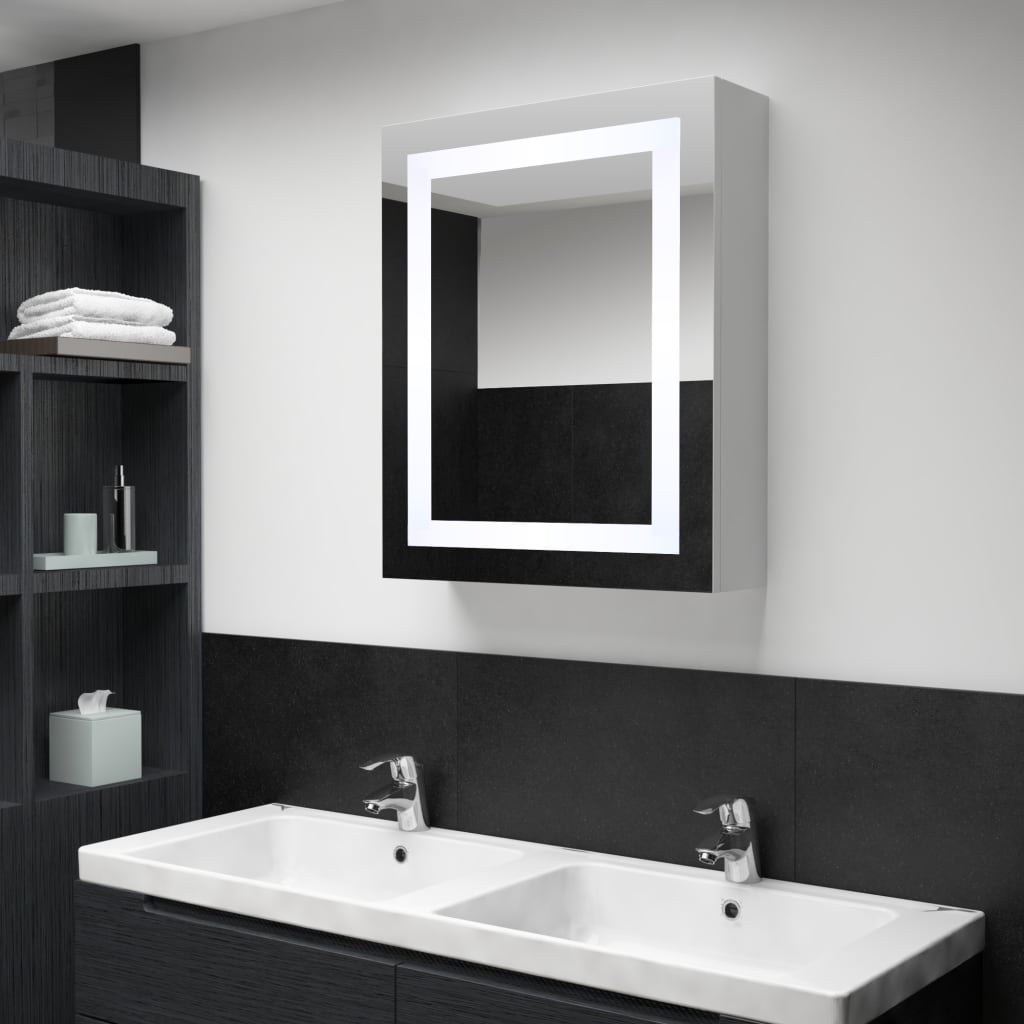 Armadietto Bagno con Specchio e LED 50x13x70 cmcod mxl 120858