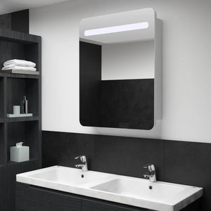 Armadietto Bagno con Specchio e LED 60x11x80 cm 285118