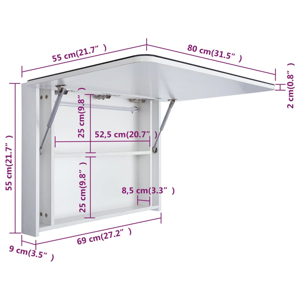 Armadietto Bagno con Specchio e LED 80x9,5x55 cm   cod mxl 73673