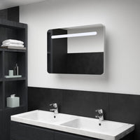 Armadietto Bagno con Specchio e LED 80x9,5x55 cm 285120