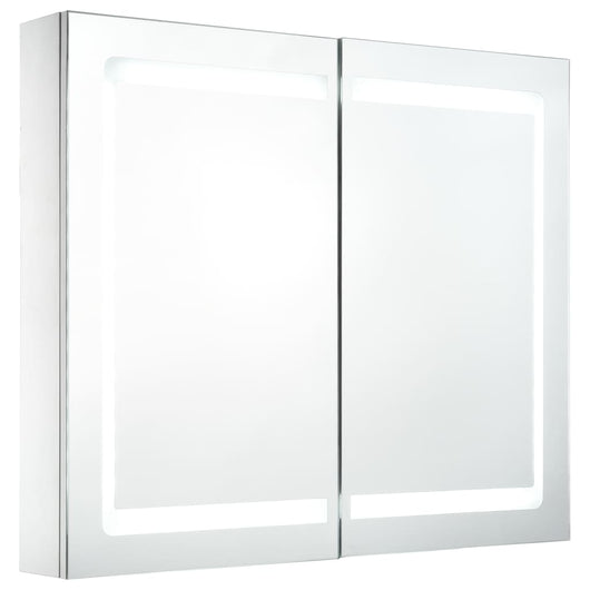 Armadietto Bagno con Specchio e LED 80x12,2x68 cm 285123