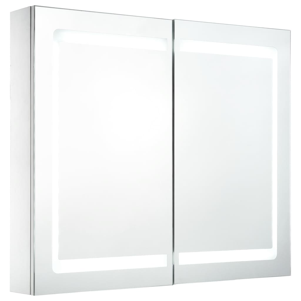 Armadietto Bagno con Specchio e LED 80x12,2x68 cmcod mxl 126856