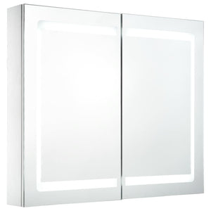 Armadietto Bagno con Specchio e LED 80x12,2x68 cmcod mxl 126856