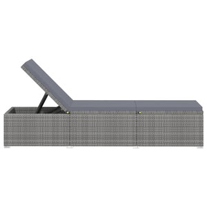 Lettino Prendisole con Cuscino in Polyrattan Grigio 46220