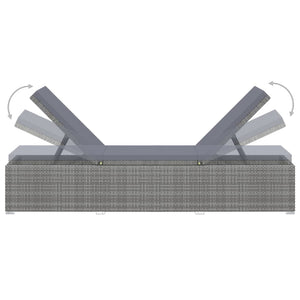 Lettino Prendisole con Cuscino in Polyrattan Grigio 46220