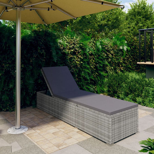 Lettino Prendisole con Cuscino in Polyrattan Grigio cod mxl 9387